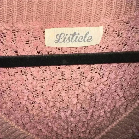 Listicle large mauve / dusty rose relaxed fit  V Neck popcorn sweater. GUC. - Picture 5 of 11
